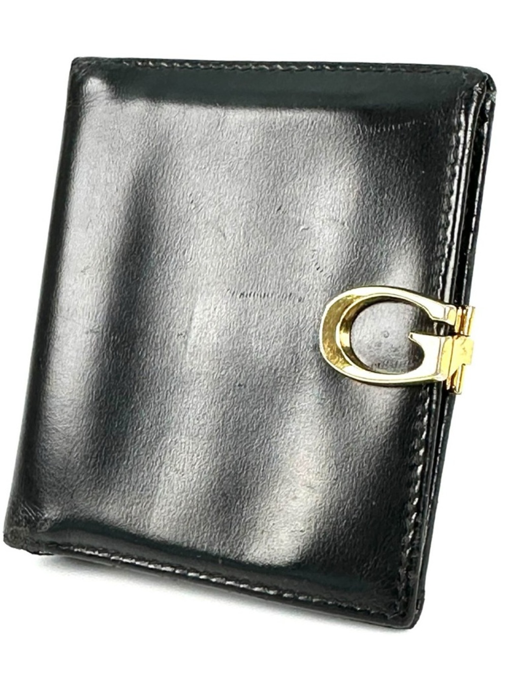 GUCCI GG Marmont Leather Bifold Compact Wallet Black Gold red X03-0096